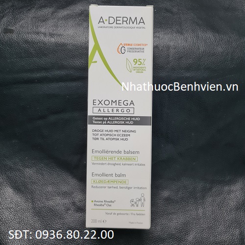 Kem dưỡng ẩm A-Derma Exomega Allergo Emollient Balm 200ml